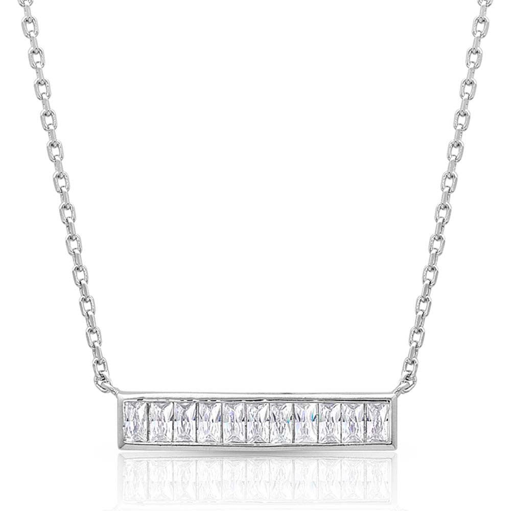 Clear Row Bar Pendant Necklace