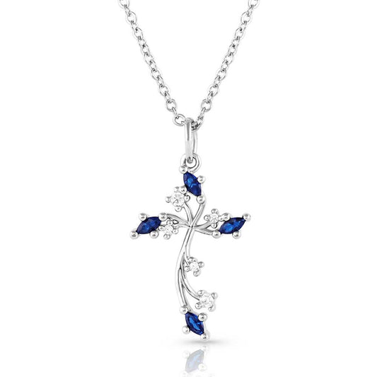 Montana Blue Crystal Cross Necklace