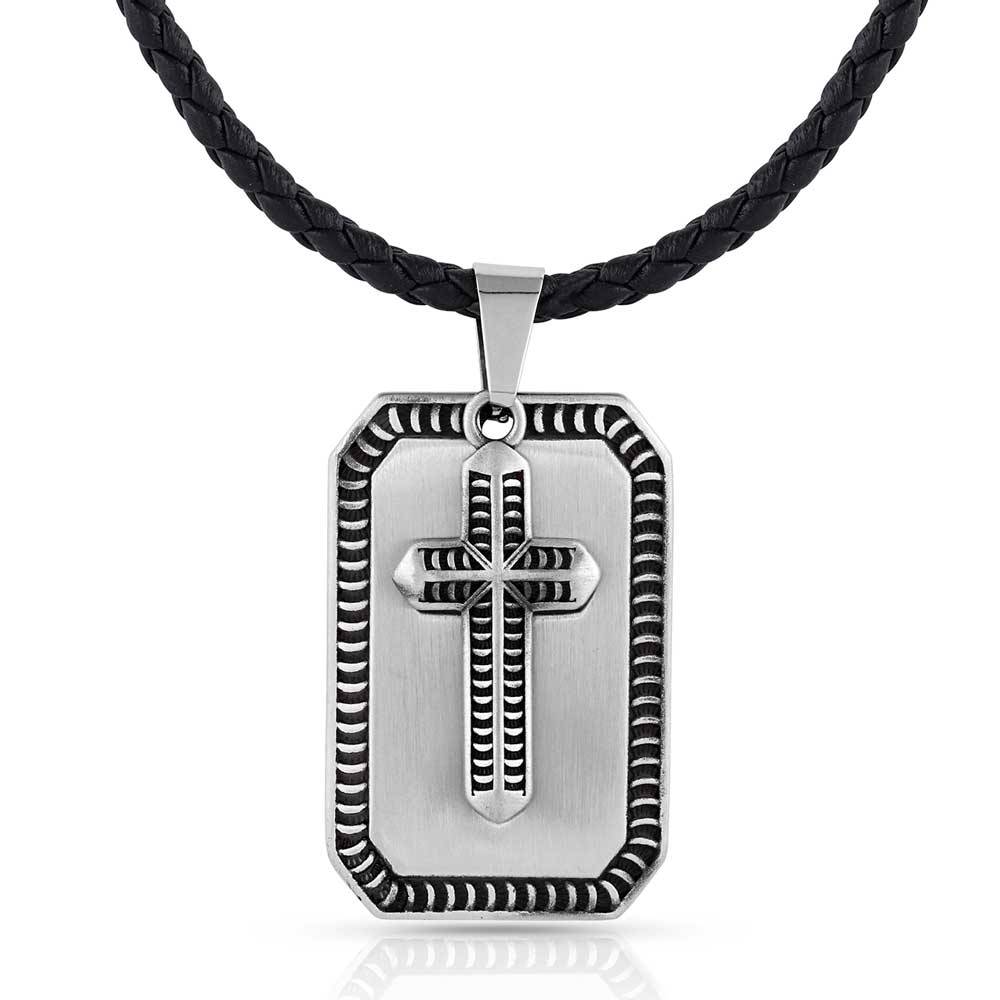 Striking Edge Cross Dog Tag Necklace